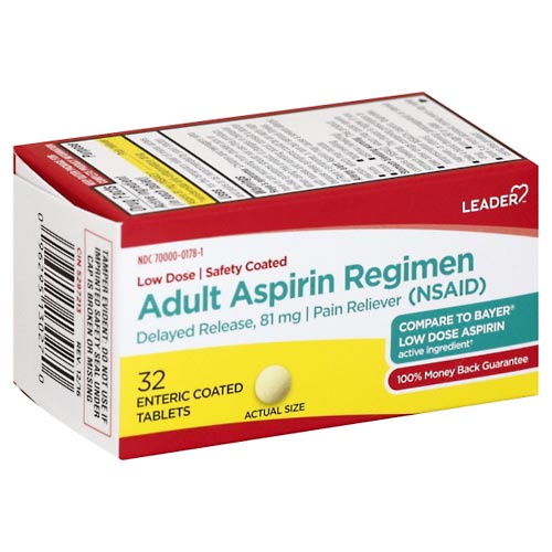 Image for Leader Aspirin Regimen, Adult, Enteric Coated Tablets,32ea from SPRING CREEK PHARMACY