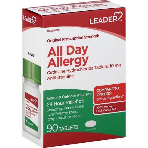 Image for Leader All Day Allergy Relief, 24 Hr,Original, Tablet,90ea from SPRING CREEK PHARMACY