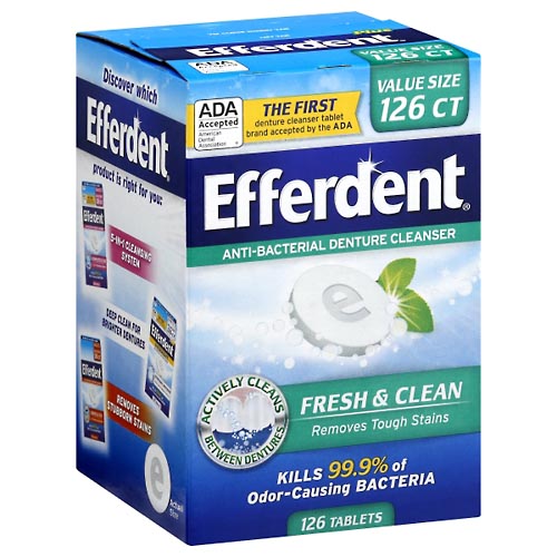 Image for Efferdent Denture Cleanser, Antibacterial, Fresh & Clean, Value Size,126ea from SPRING CREEK PHARMACY